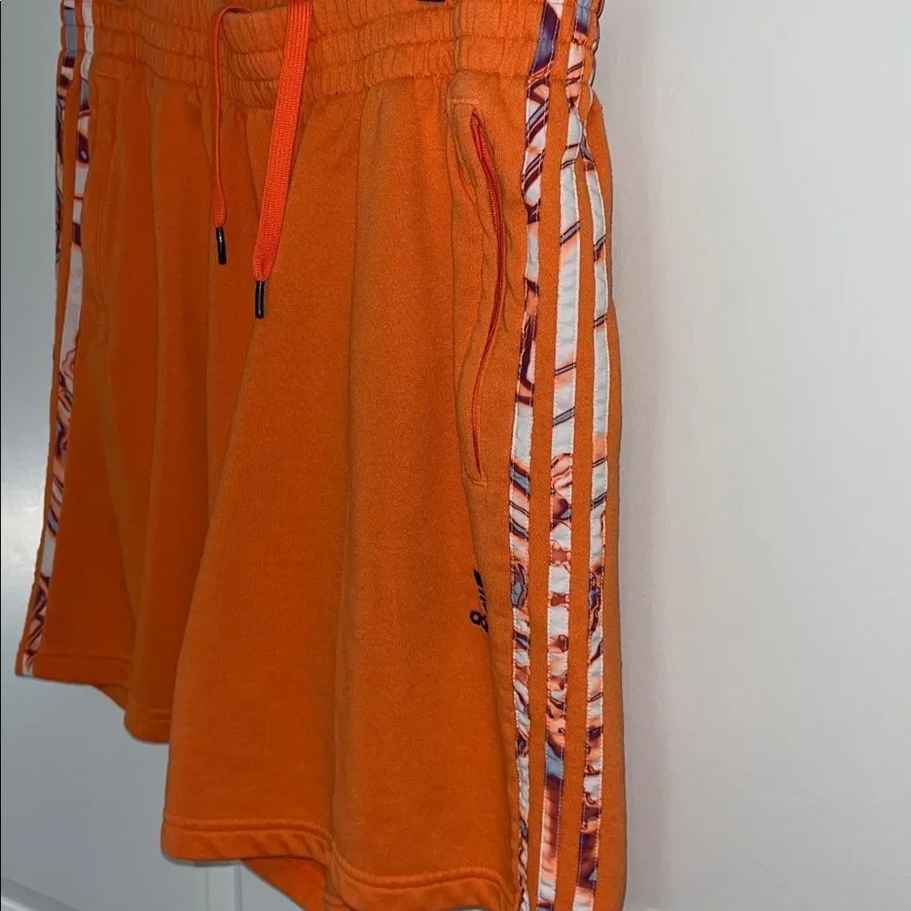 Adidas Originals Stripe Orange soccer basketball shorts XL zipper pockets